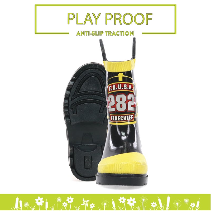 Western Chief Boys Waterproof Printed Rain Boot with Easy Pull on Handles - F.d.u.s.a, 8 M US Toddler - Image 4